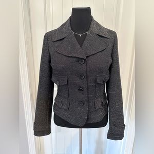 Nine West Suit jacket Sz 10 Black & White Boucle Military Styled Dress C…